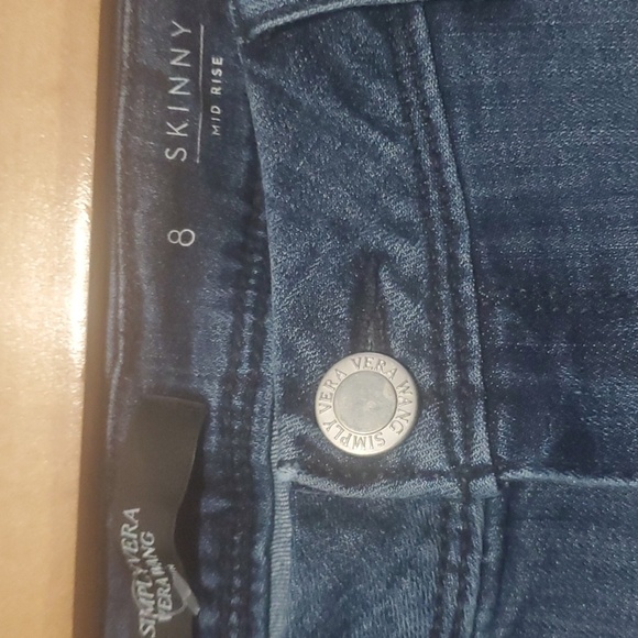 SimplyVera VERA wang Embroidered Floral Women Jeans Size 8 Skinny Mid-rise - Picture 8 of 13